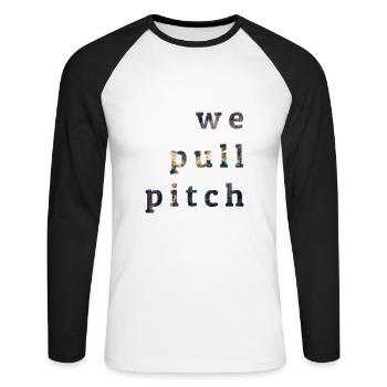 we pull pitch 1.0 - Unisex Long Sleeve Baseball T-Shirt - white/black - Front - Nik (191cm)