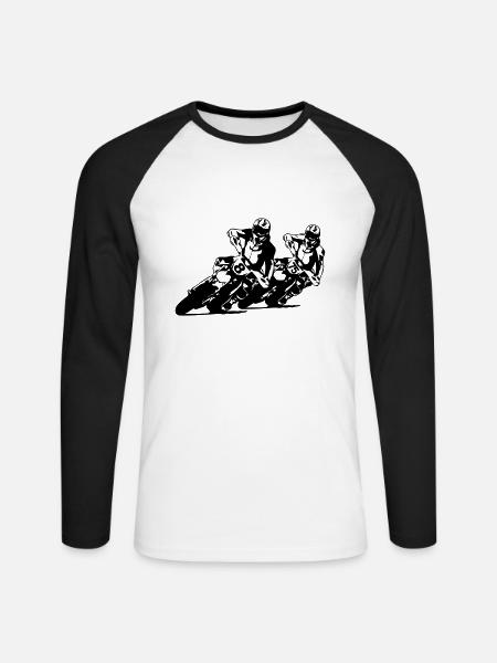 Supermoto - Unisex Baseballshirt langarm - Weiß/Schwarz