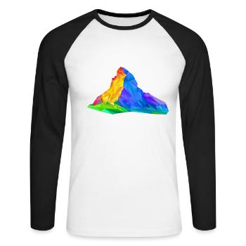 Matterhorn, Mountain, Colorful Triangles, Triangles, Alps - Unisex Long Sleeve Baseball T-Shirt - white/black - Front - Nik (191cm)