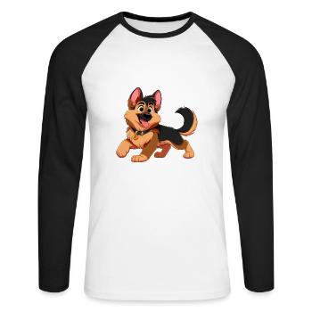 berger allemand 2 - T-shirt baseball manches longues Homme - blanc/noir - Devant - Nik (191cm)