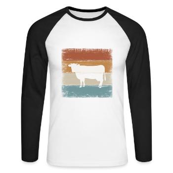 Kuh Bauernhof Tiere Landwirtschaft Geschenk - Unisex Baseballshirt langarm - Weiß/Schwarz - Vorne - Nik (191cm)