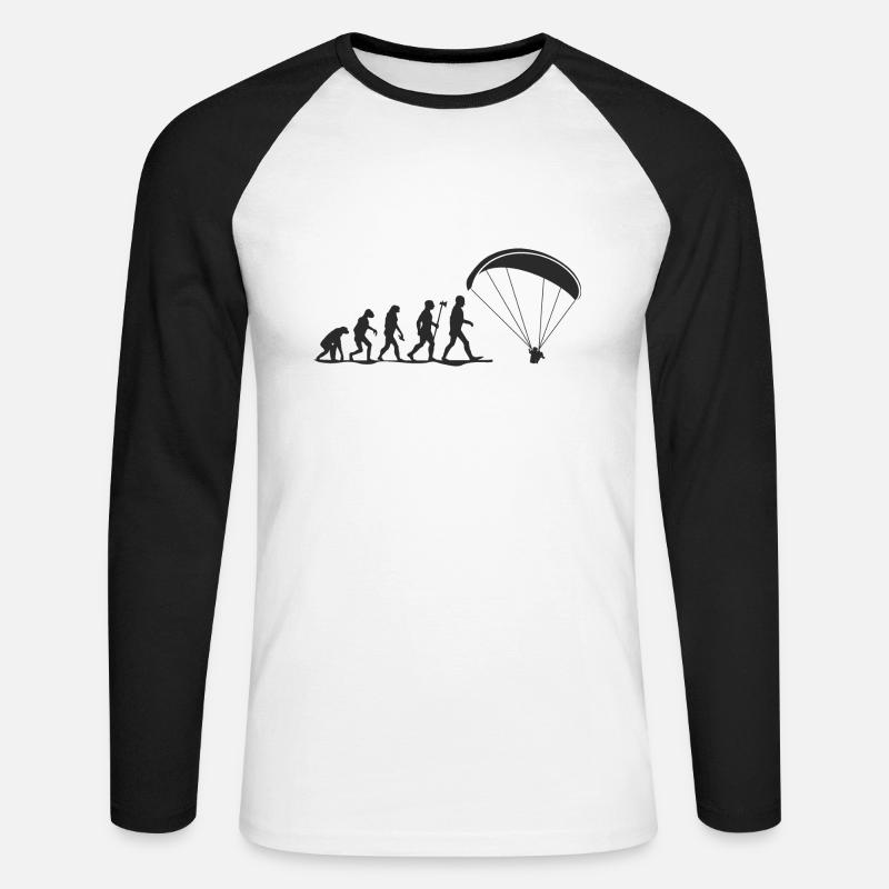 evolution paragliding - Unisex Baseballshirt langarm - Weiß/Schwarz