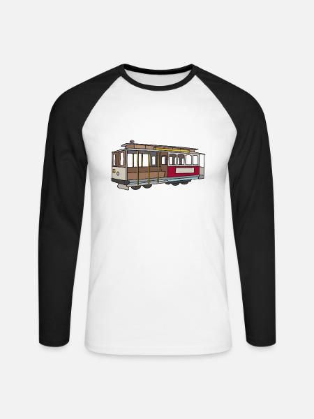 San Francisco Cablecar c - Unisex Long Sleeve Baseball T-Shirt - white/black