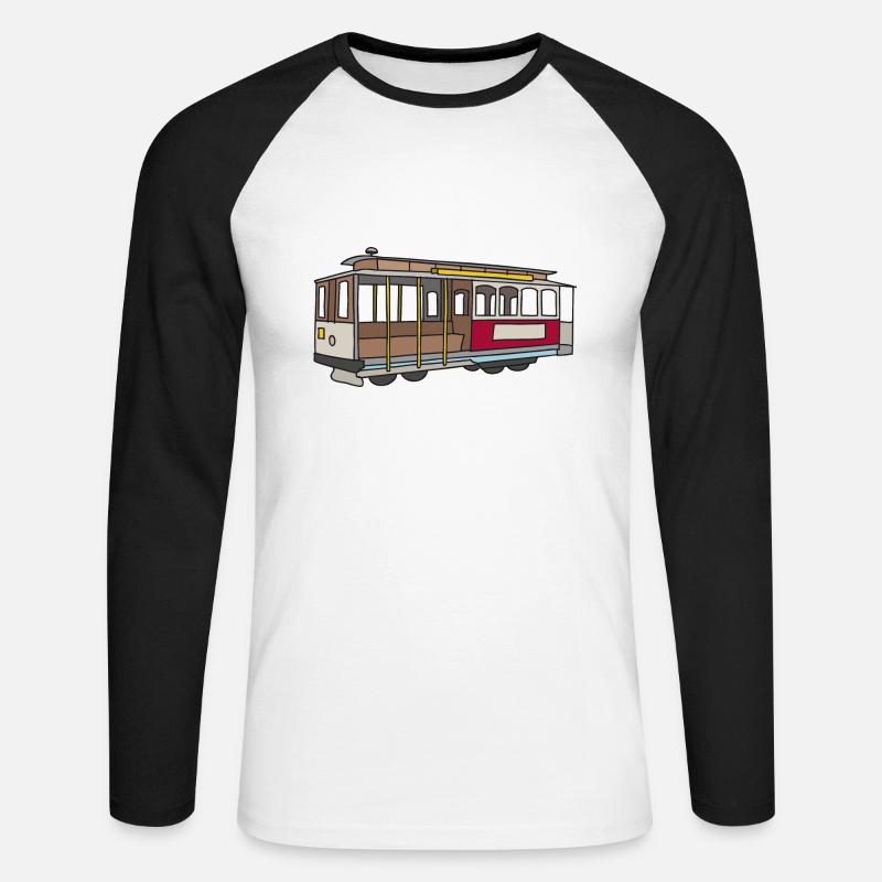 San Francisco Cablecar c - Unisex Baseballshirt langarm - Weiß/Schwarz