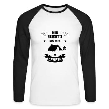 mir reichts camping zelt - Unisex Baseballshirt langarm - Weiß/Schwarz - Vorne - Nik (191cm)