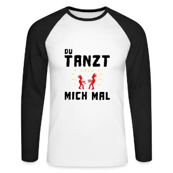 du tanzt mich mal - Unisex Baseballshirt langarm - Weiß/Schwarz - Vorne - Nik (191cm)