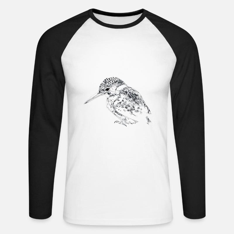 Eisvogel - Unisex Baseballshirt langarm - Weiß/Schwarz