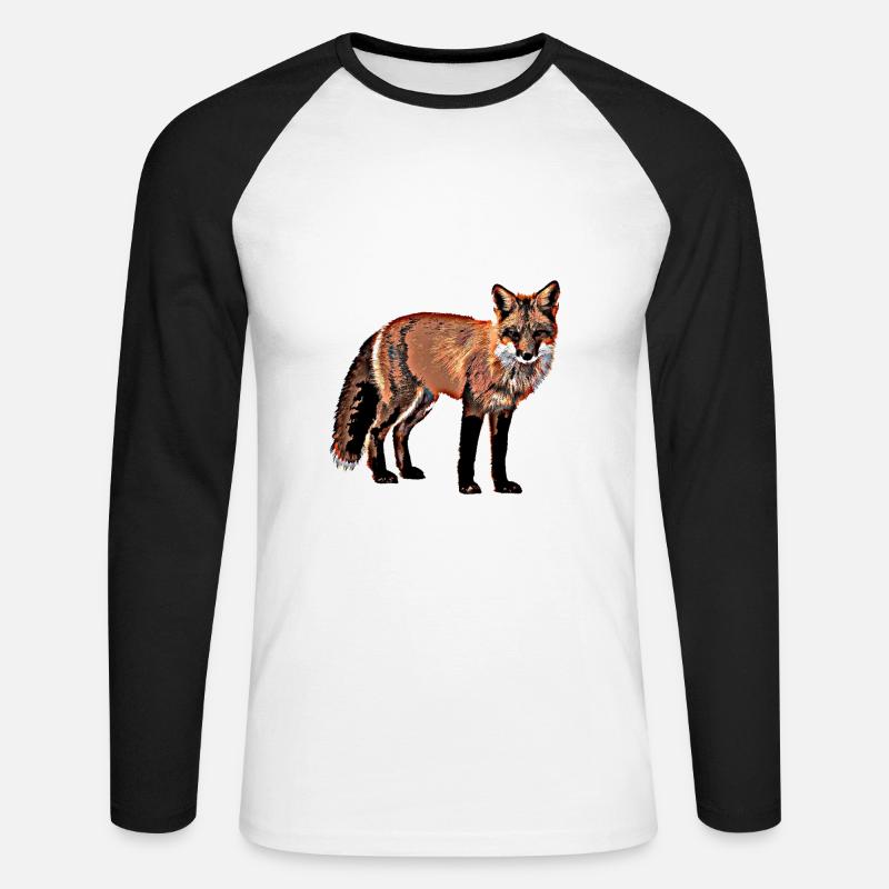 Fuchs - Unisex Baseballshirt langarm - Weiß/Schwarz