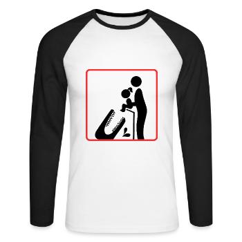 Bébé vs crocodile - T-shirt baseball manches longues Homme - blanc/noir - Devant - Nik (191cm)