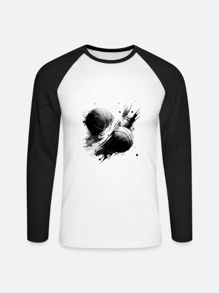 Basketball Colider - Unisex Long Sleeve Baseball T-Shirt - white/black