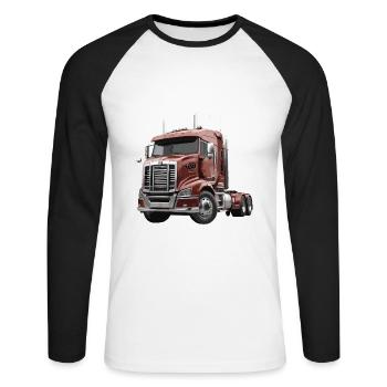 Tracteur de camion américain - T-shirt baseball manches longues Homme - blanc/noir - Devant - Nik (191cm)
