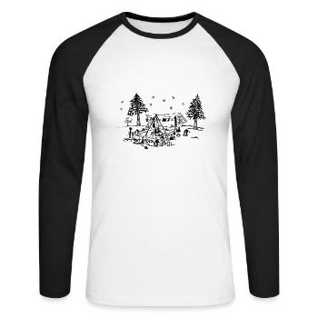 Refuge suédois - T-shirt baseball manches longues Homme - blanc/noir - Devant - Nik (191cm)