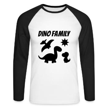 Dino family (Dinosaurier, Sonne) - Unisex Baseballshirt langarm - Weiß/Schwarz - Vorne - Nik (191cm)