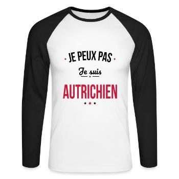 Je peux pas je suis Autrichien - T-shirt baseball manches longues Homme - blanc/noir - Devant - Nik (191cm)
