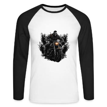 Motorcycle Biker - Unisex Long Sleeve Baseball T-Shirt - white/black - Front - Nik (191cm)