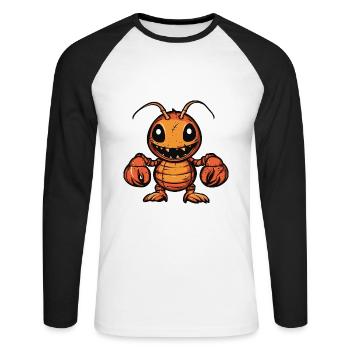 Lobster Crab Halloween Funny Zombie - Unisex Long Sleeve Baseball T-Shirt - white/black - Front - Nik (191cm)