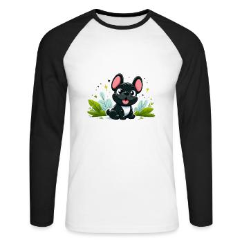 French Bulldog 4 - Unisex Long Sleeve Baseball T-Shirt - white/black - Front - Nik (191cm)