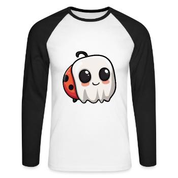 Ladybug Halloween Funny Ghost - Unisex Long Sleeve Baseball T-Shirt - white/black - Front - Nik (191cm)