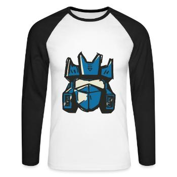 Transformers Soundwave Head Costume - Unisex Long Sleeve Baseball T-Shirt - white/black - Front - Nik (191cm)