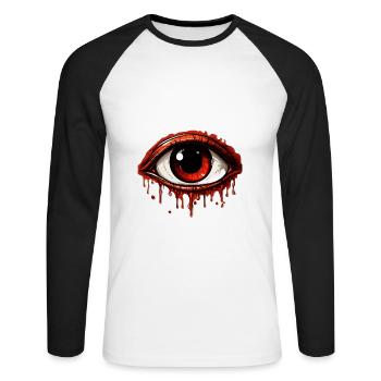 Oeil d’Halloween 2 - T-shirt baseball manches longues Homme - blanc/noir - Devant - Nik (191cm)