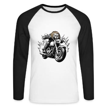 Moto Lion - T-shirt baseball manches longues Homme - blanc/noir - Devant - Nik (191cm)
