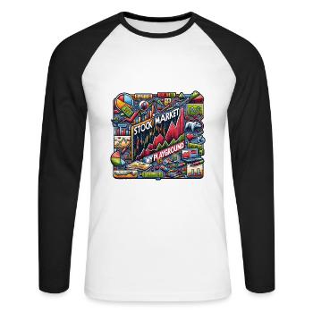 Trading meine Passion cooles Trading Design - Unisex Baseballshirt langarm - Weiß/Schwarz - Vorne - Nik (191cm)