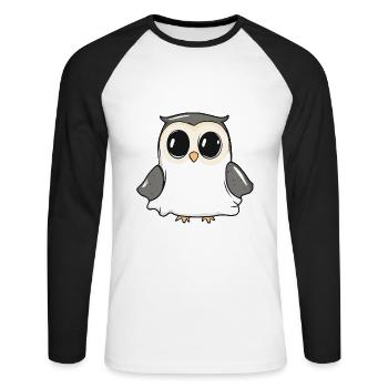 Eule Halloween Lustig Geist - Unisex Baseballshirt langarm - Weiß/Schwarz - Vorne - Nik (191cm)