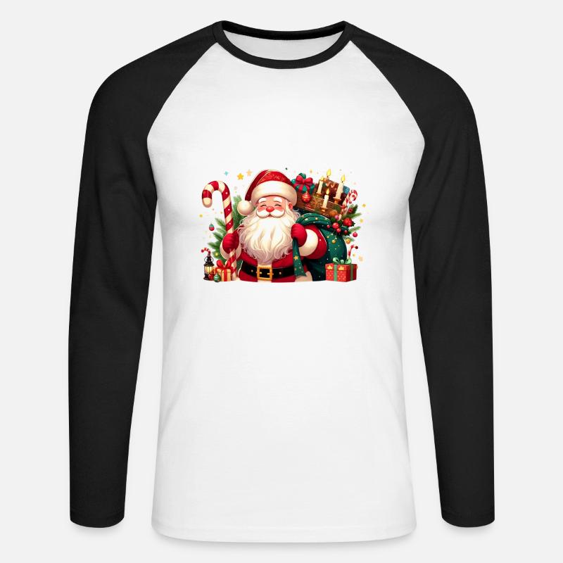 Santa Fun 9 - Unisex Baseballshirt langarm - Weiß/Schwarz
