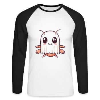 Lobster Crab Halloween Funny Ghost - Unisex Long Sleeve Baseball T-Shirt - white/black - Front - Nik (191cm)