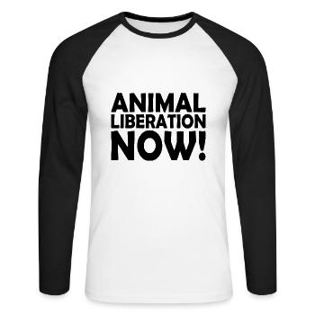 Animal liberation now - T-shirt baseball manches longues Homme - blanc/noir - Devant - Nik (191cm)