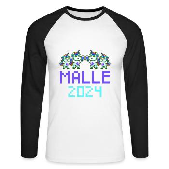 Fête Unicorn Malle 2024 - T-shirt baseball manches longues Homme - blanc/noir - Devant - Nik (191cm)