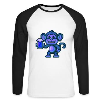 Monkey Beer Party Funny - Unisex Long Sleeve Baseball T-Shirt - white/black - Front - Nik (191cm)