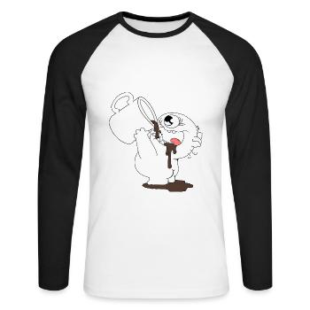 Coffee Monster - Unisex Long Sleeve Baseball T-Shirt - white/black - Front - Nik (191cm)