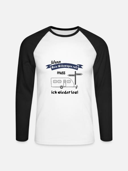 mein wohnwagen ruft - Unisex Baseballshirt langarm - Weiß/Schwarz