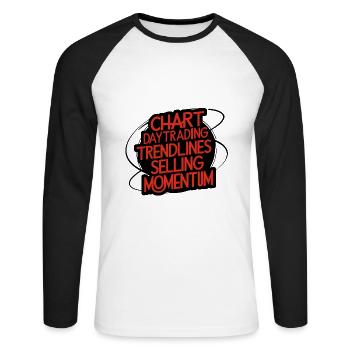 Trading meine Passion cooles Trading Design - Unisex Baseballshirt langarm - Weiß/Schwarz - Vorne - Nik (191cm)