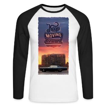 Bleiben Sie in Bewegung - Unisex Baseballshirt langarm - Weiß/Schwarz - Vorne - Nik (191cm)