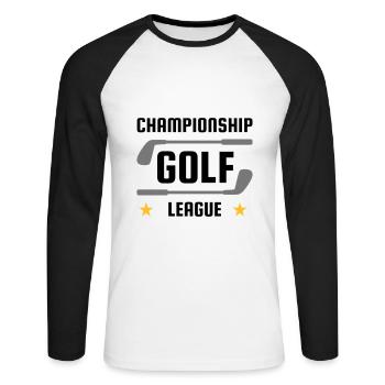 Championship golf league (Golfschläger, Sterne) - Unisex Baseballshirt langarm - Weiß/Schwarz - Vorne - Nik (191cm)