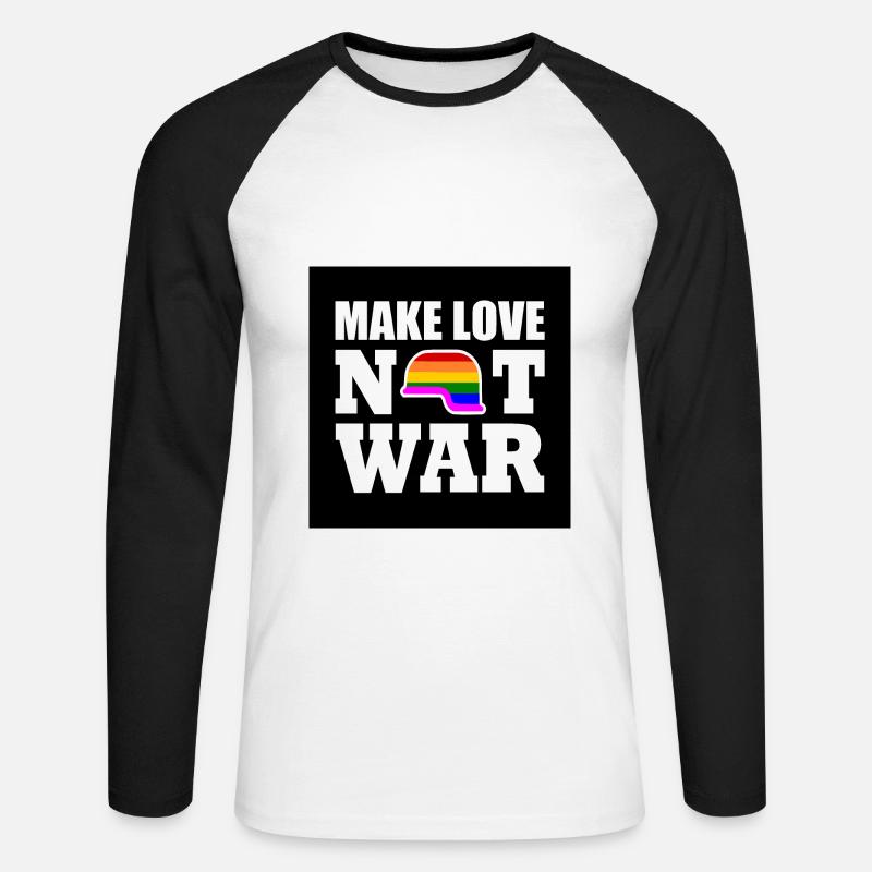 Make love not war - Unisex Baseballshirt langarm - Weiß/Schwarz