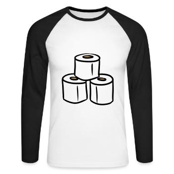 Klopapier Turm Toilettenpapier - Unisex Baseballshirt langarm - Weiß/Schwarz - Vorne - Nik (191cm)