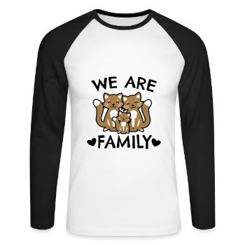 Nous sommes une famille - famille de chats - T-shirt baseball manches longues Homme - blanc/noir - Devant - Nik (191cm)
