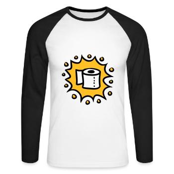 Papier toilette papier toilette papier - T-shirt baseball manches longues Homme - blanc/noir - Devant - Nik (191cm)