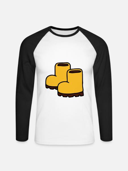 Boots Winter Boots Rain Boots - Unisex Long Sleeve Baseball T-Shirt - white/black