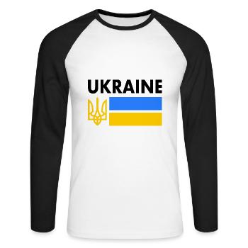 Ukraine - T-shirt baseball manches longues Homme - blanc/noir - Devant - Nik (191cm)