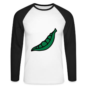 Pois pea pois - Haricot - T-shirt baseball manches longues Homme - blanc/noir - Devant - Nik (191cm)