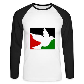 Free palestine Dove of peace - Unisex Long Sleeve Baseball T-Shirt - white/black - Front - Nik (191cm)