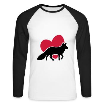 Herz Fuchs - Heart Fox - coeur renard - Unisex Long Sleeve Baseball T-Shirt - white/black - Front - Nik (191cm)