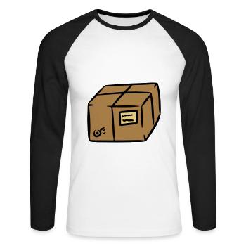 Paket package paquet Paketpost postman Sendung - Unisex Baseballshirt langarm - Weiß/Schwarz - Vorne - Nik (191cm)
