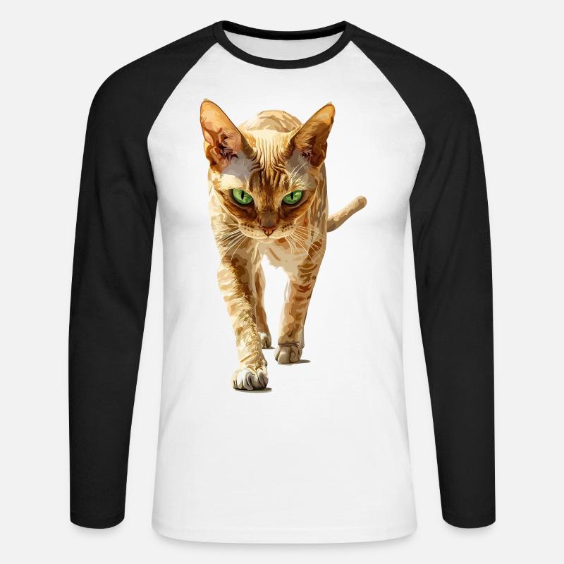 Devon Rex - Unisex Baseballshirt langarm - Weiß/Schwarz