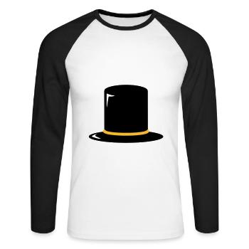 Chapeau Cylindre - Top Hat - Skin-de-Forme - T-shirt baseball manches longues Homme - blanc/noir - Devant - Nik (191cm)