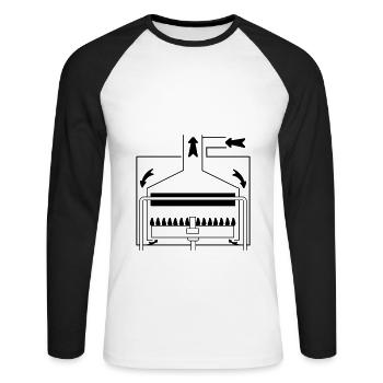Chaudière radiateur - T-shirt baseball manches longues Homme - blanc/noir - Devant - Nik (191cm)